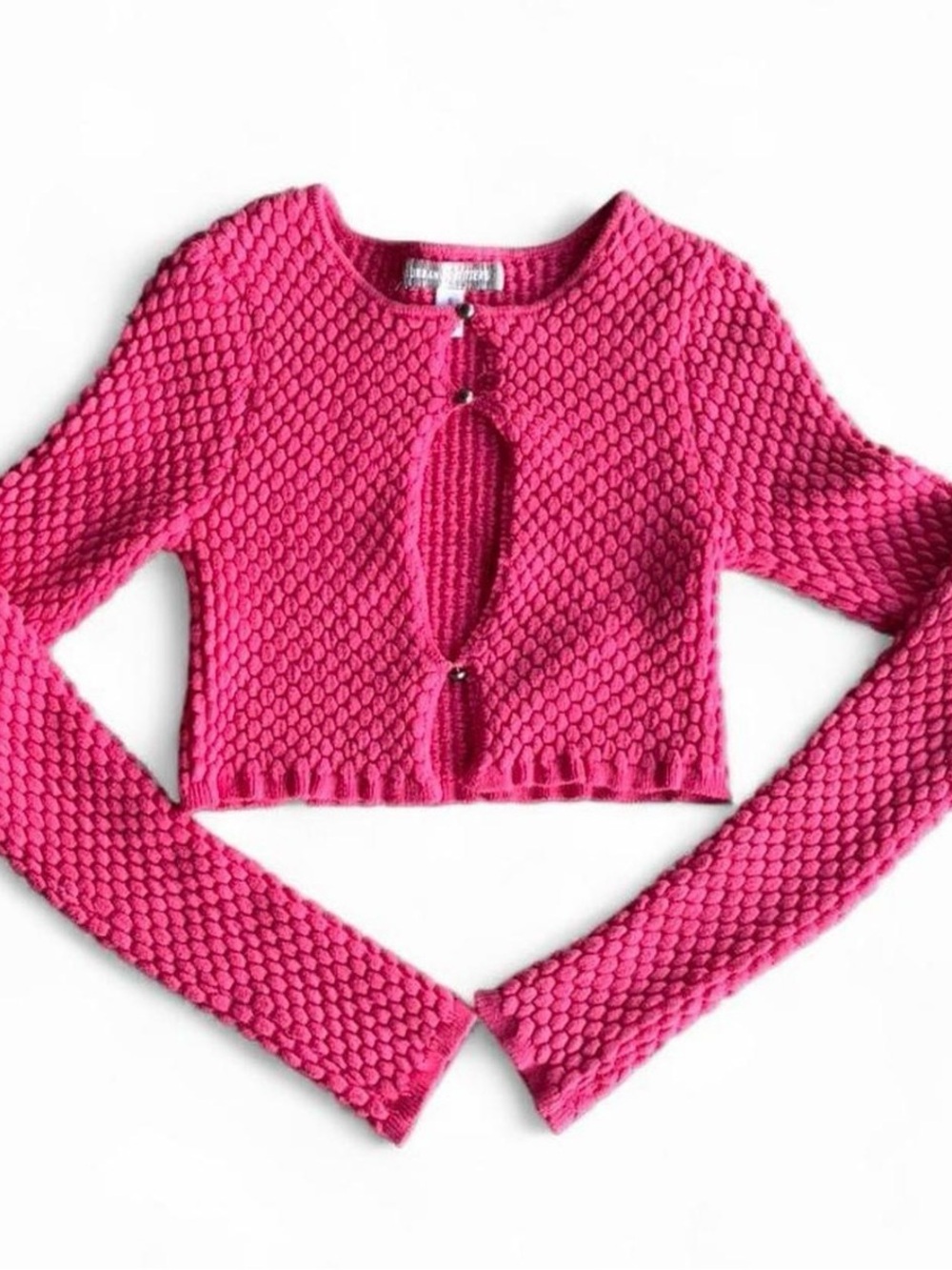 URBAN OUTFITTERS Women’s Hot Pink Textured Cropped Cardigan Sweater XS Like New